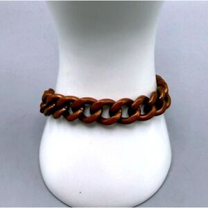 Vintage Style Copper Tone Chunky Curb Chain Bracelet Industrial Link 8.25 Inch